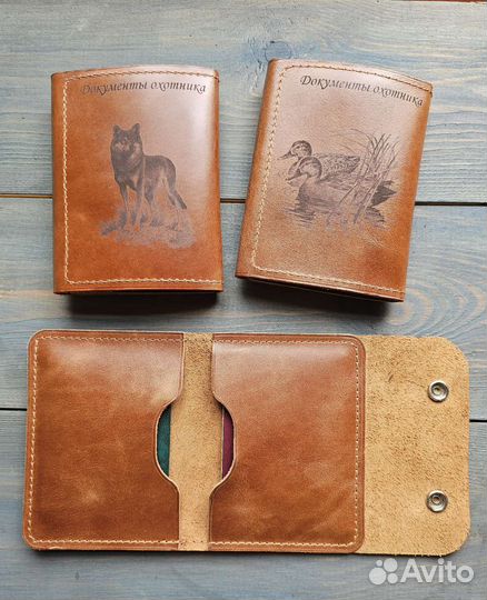 Охотничья обложка с гравировкой