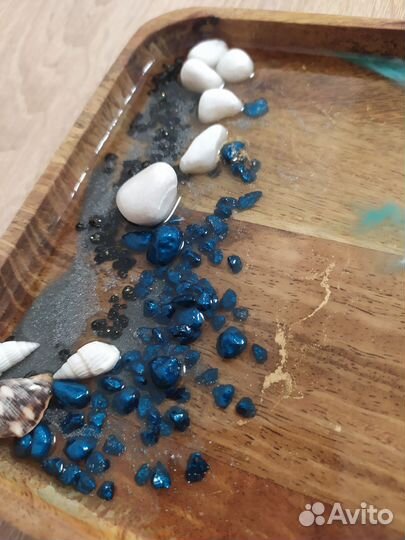 Поднос из эпоксидной смолы деревянный новый