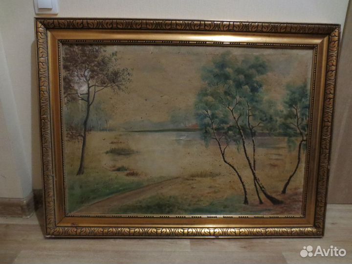 Старая картина на холсте маслом