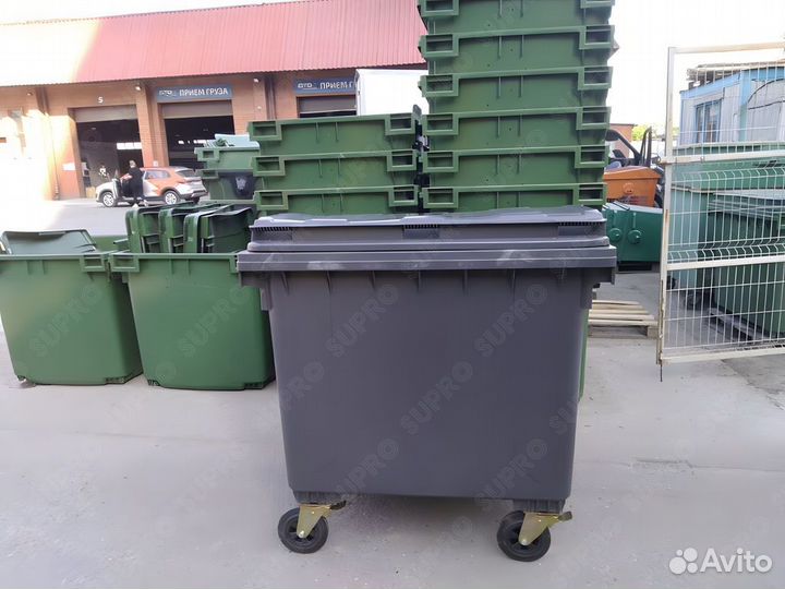 Пластиковый мусорный контейнер 1100л Ш2100