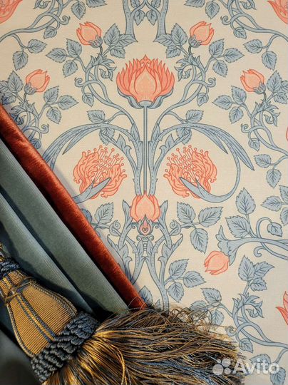Ткань хлопковая саржа Плетистая роза Моррис