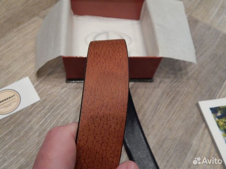 Ремень мужской синий из натуральной кожи