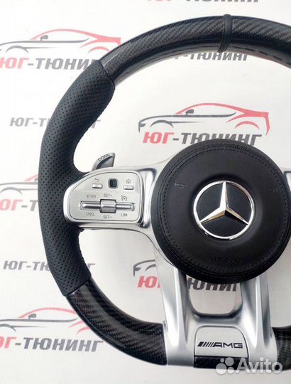 Руль Mercedes 63 AMG карбон с подушкой