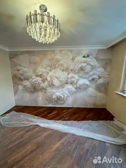 Бесшовные фотообои цветы пионы