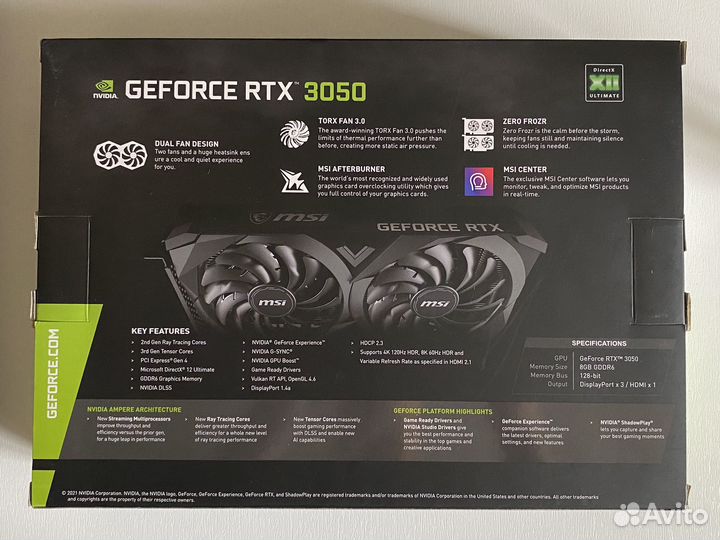 MSI GeForce RTX 3050 ventus 2X OC 8GB