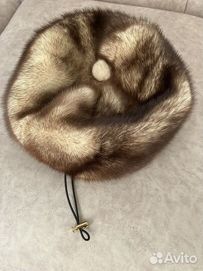 Берет норковый золотистый