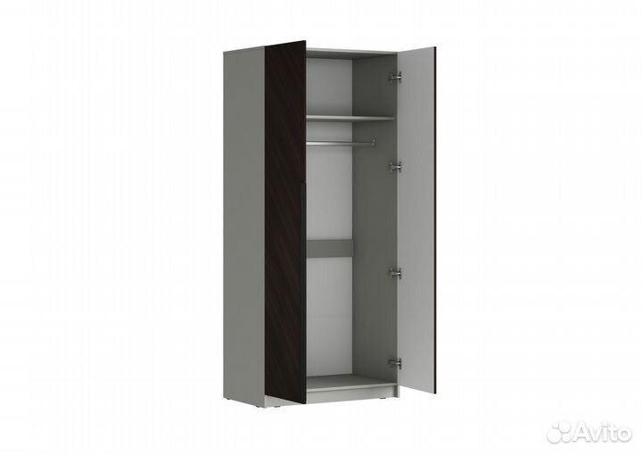 Борн Шкаф Шиншилла Серая матовая Шпон орех мокко