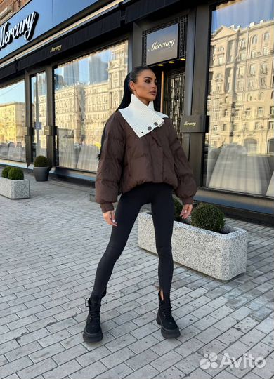 Куртка с вязанным воротником