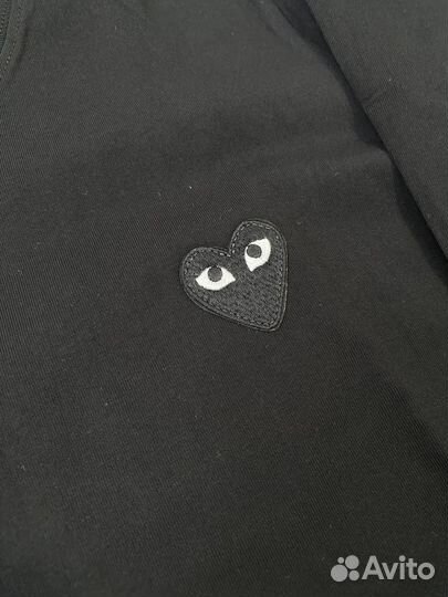 Лонгслив comme des garcons хлопок лого вышивка