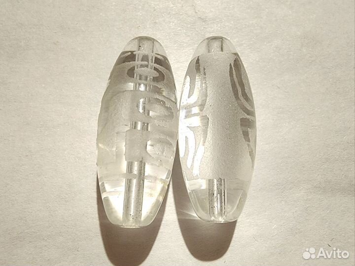 2 бусины дзи из горного хрусталя