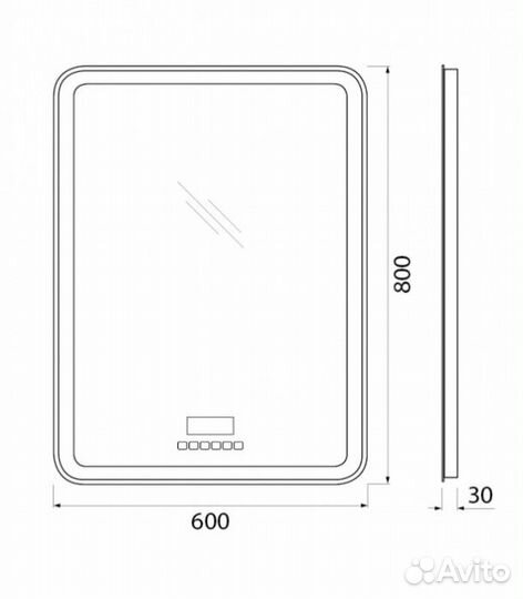 Зеркало BelBagno SPC-MAR-600-800-LED-TCH-RAD