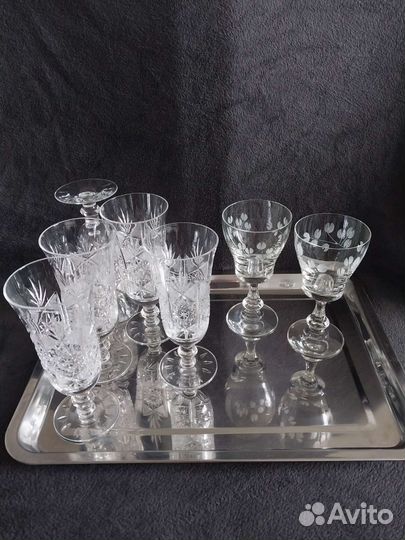 Фужеры хрустальные СССР коллекционные. Добор Верба