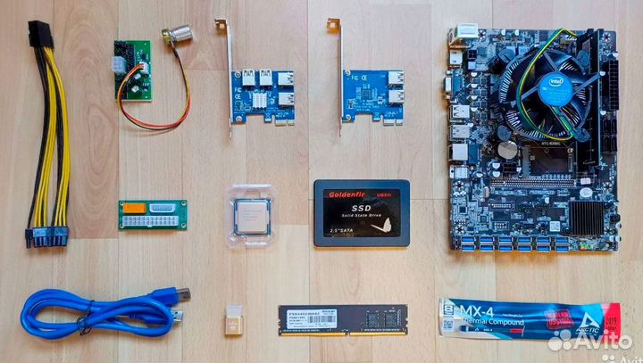 Райзеры sata/molex/6pin комплектующие для майнинга