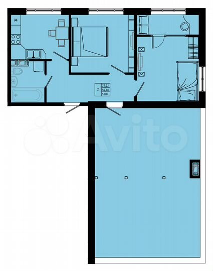 2-к. квартира, 51,9 м², 7/7 эт.