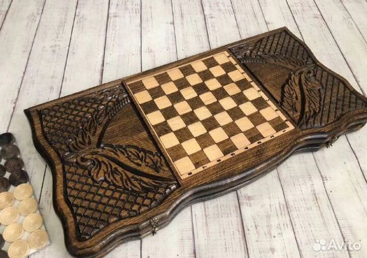 Нарды резные Слон Лев Герб РФ