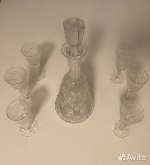 Графин и набор из 6 рюмок г. Гусь- Хрустальный