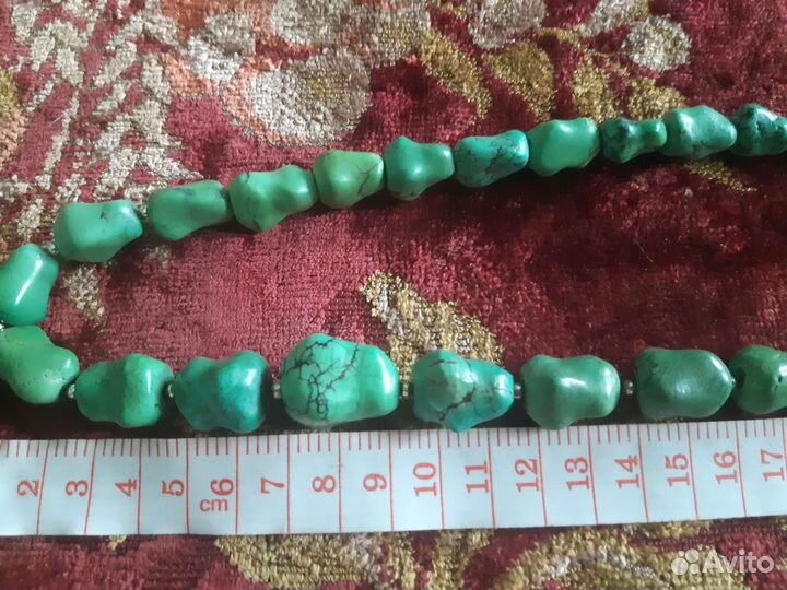 Старинные бусы натур. бирюза