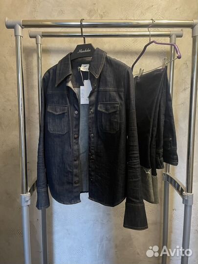 Костюм джинсовый джинсы с отворотами и рубашка