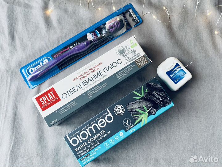 Отбеливающая зубная паста+зубная нить пакетом