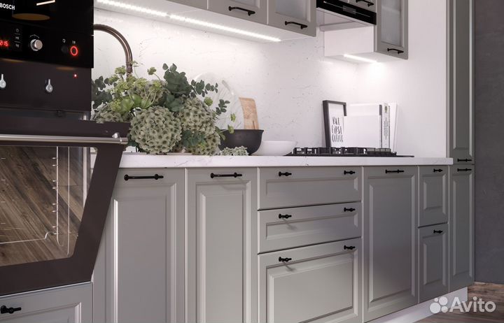 Кухонный гарнитур с крашеными фасадами (эмаль)