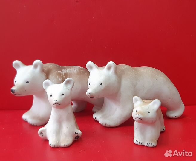 Фарфоровая композиция Медведи. Гжель 50-е