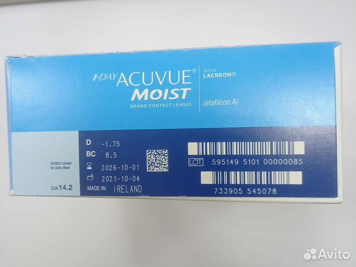 Линзы Acuvue Moist R8,5 D-1,75, -2,0; -3,25;-3,75