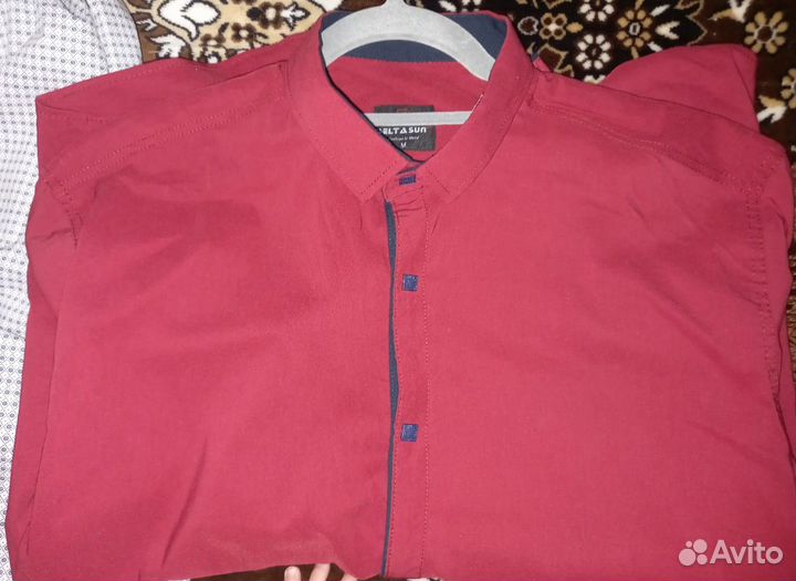 Рубашка мужская тёмно красная