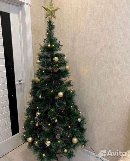 Ёлка искусственная сосна пышная+настоящие шишки