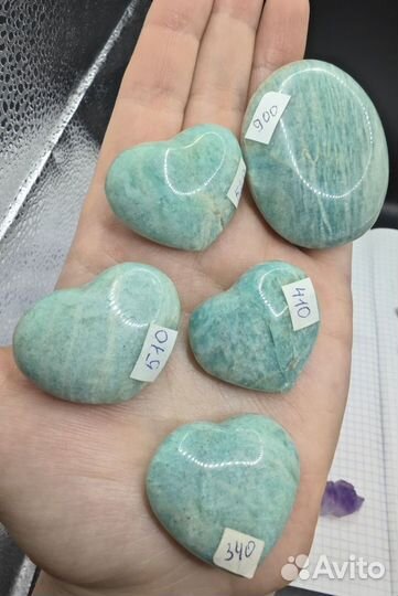 Амазонит сердечки и галтовка