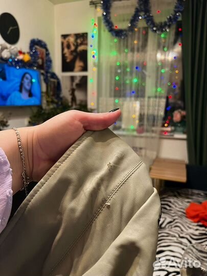 Тренч бирюзовый из экокожи 54 размер