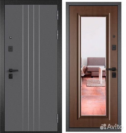 Дверь входная железная с зеркалом