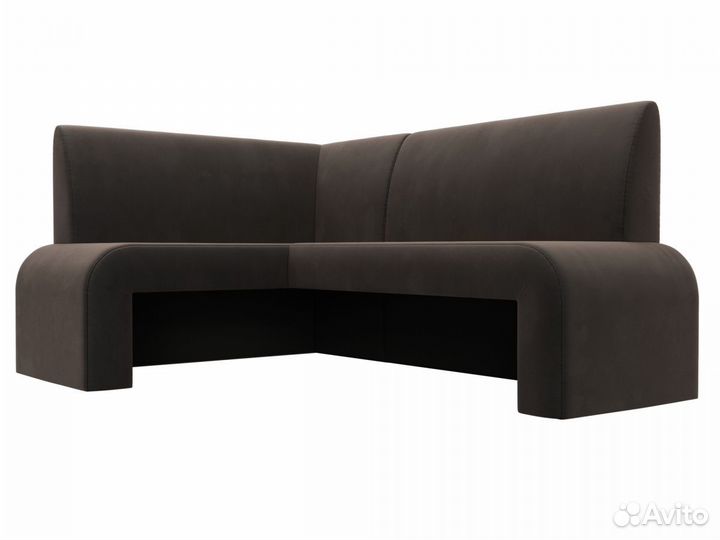 Диван кухонный угловой Кармен левый угол, велюр, коричневый
