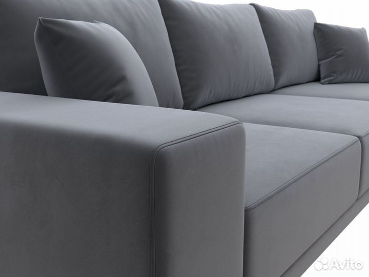 Диван угловой Льюес правый, велюр, серый. Москва