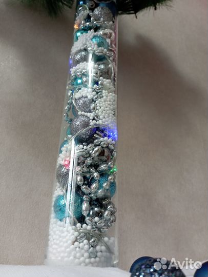 Новогодняя ваза / колба с шариками 60 см