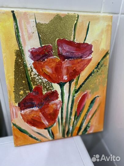 Картина акрилом с поталью