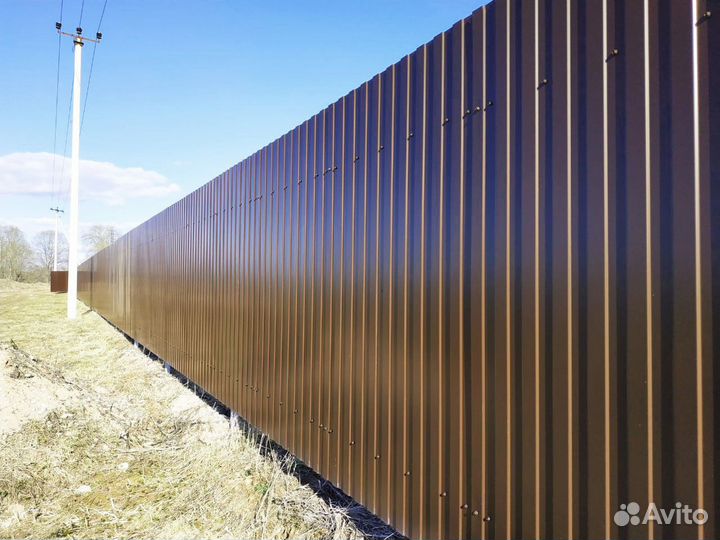Заборы из профнастила под заказ 2м