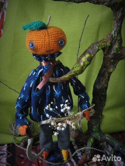 Тыква кукла в интерьер