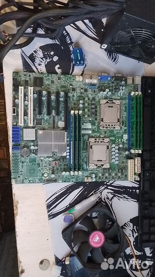 Комплект мать+озу+2 проца 1366