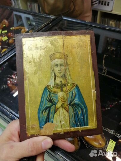 Икона старинная на бумаге 