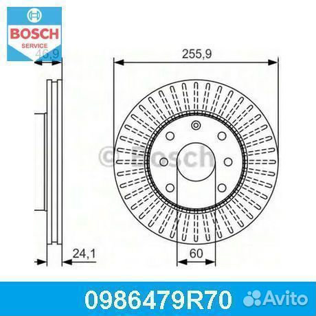 Тормозной диск 0986479R70 bosch