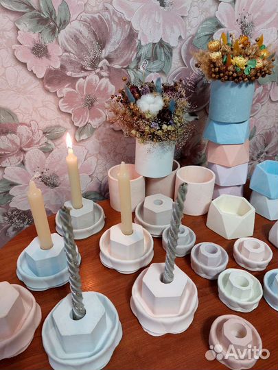 Кашпо гипсовое для интерьера