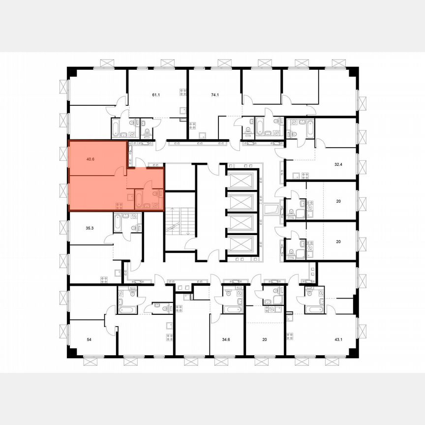 1-к. квартира, 40 м², 26/28 эт.
