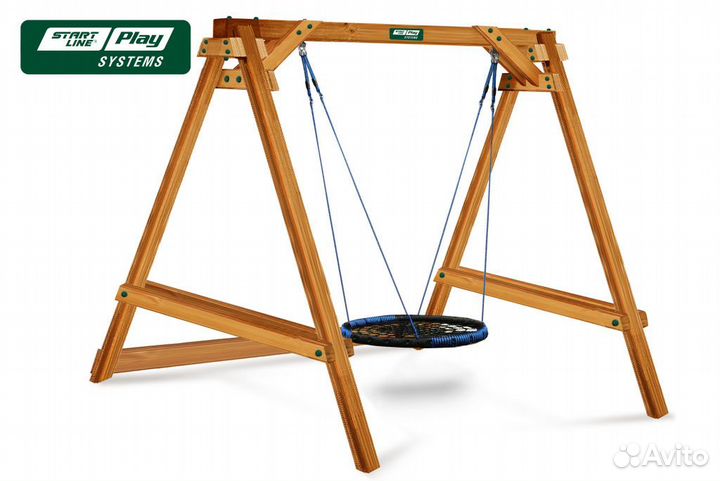Качели детские уличные деревянные 1 секция высокие