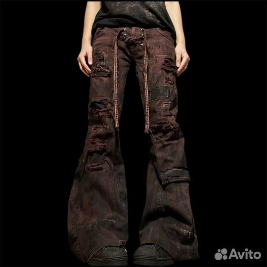 Distressed archive джинсы клеш opium type
