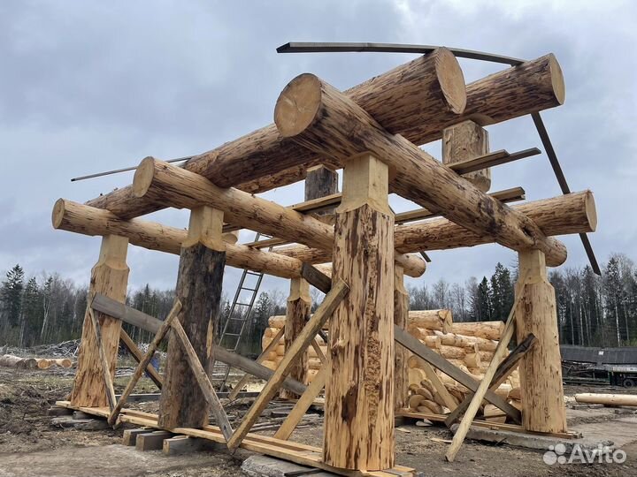 Беседка из бревна