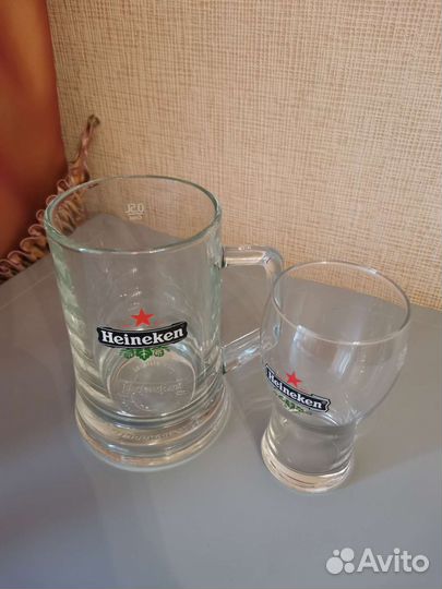 Пивная кружка и бокал Heineken