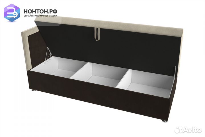 Детский диван Дюна микровельвет бежевый / коричнев