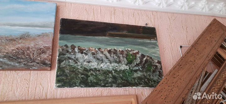 Картина маслом Азовское море пейзаж побережье