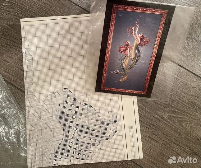 Продам остатки набора для вышивки+схема Русалочек