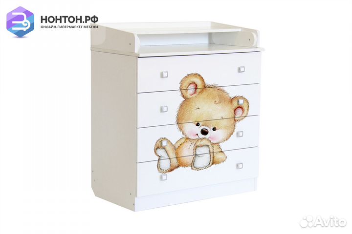 Комод Фея 1580 принт медвежонок / белый